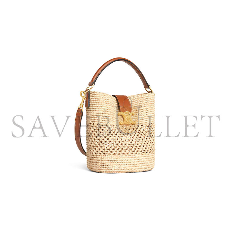 Ce**e small l0*ise bucket in raffia and calfskin 119742gns.02nt (19*16*12cm)